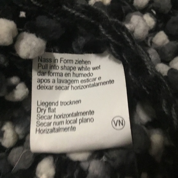 Grey Black & White Wool Blend Long Sleeve Pompom Sweater - Picture 10 of 10